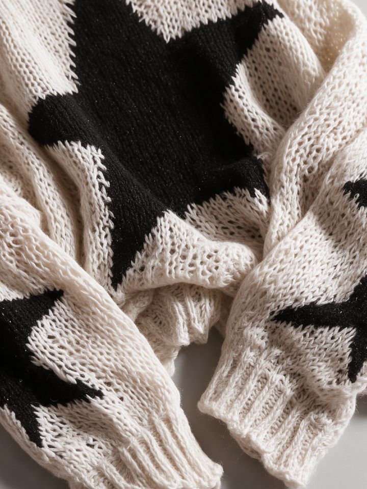 Stella™ | Star-Knit Off-Shoulder Sweater