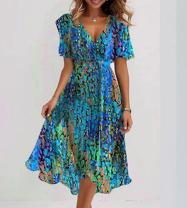 Amelia™ | Chic Blue Midi Dress